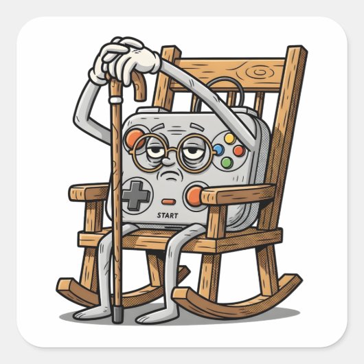 Pixelated Gamer Birthday Cake Kids Video Quadratischer Aufkleber (Vorderseite)