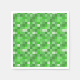 Pixelated Gamer Green Building Folded  Serviette
