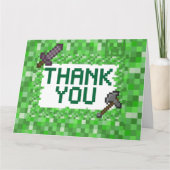 Pixelated Gamer Green Building Folded Thank You  Dankeskarte (Vorderseite)