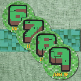 Pixelated Gamer Green Building Level Up 6 Pappteller