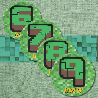Pixelated Gamer Green Building Level Up 6 Pappteller