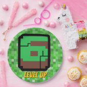 Pixelated Gamer Green Building Level Up 6 Pappteller (Party)