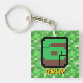 Pixelated Gamer Green Building Level Up 6 Schlüsselanhänger