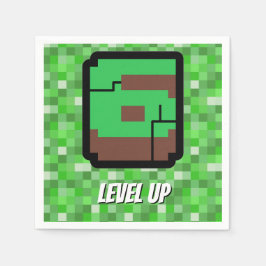 Pixelated Gamer Green Building Level Up 6 Serviette
