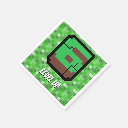 Pixelated Gamer Green Building Level Up 6 Serviette (Ecke)