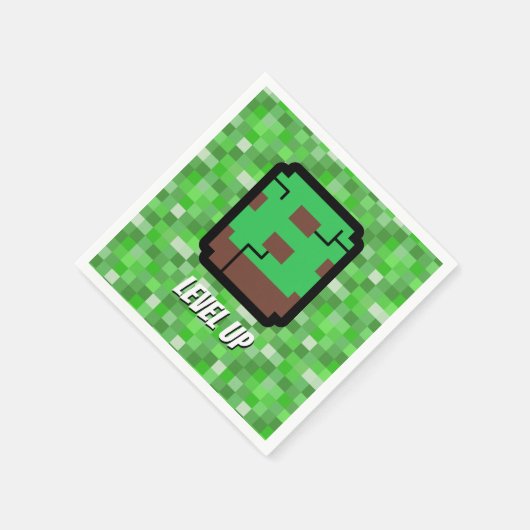 Pixelated Gamer Green Building Level Up 8 Serviette (Ecke)