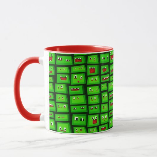 Pixelated Green Faces Pattern Tasse (Links)