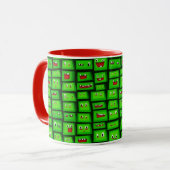 Pixelated Green Faces Pattern Tasse (Vorderseite Links)