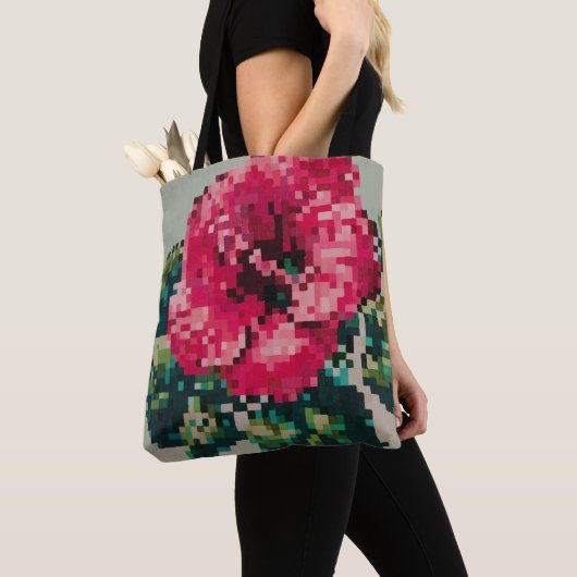 Pixelated hibiscus with Mint Background Tasche (Von Nahem)