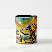 pixelated image of a dragon trainer zweifarbige tasse (Mittel)