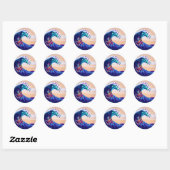 Pixelated Ocean Wave Artwork Runder Aufkleber (Blatt)