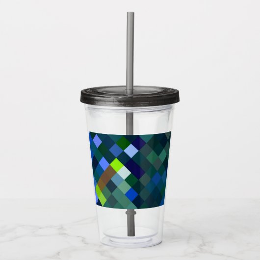 Pixelated Pattern - Blue Acryltrinkbecher (Vorderseite)