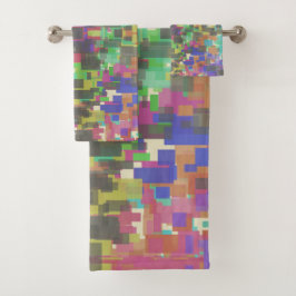 Pixelated Patterned Beyond Colors Of The Rainbow Badhandtuch Set