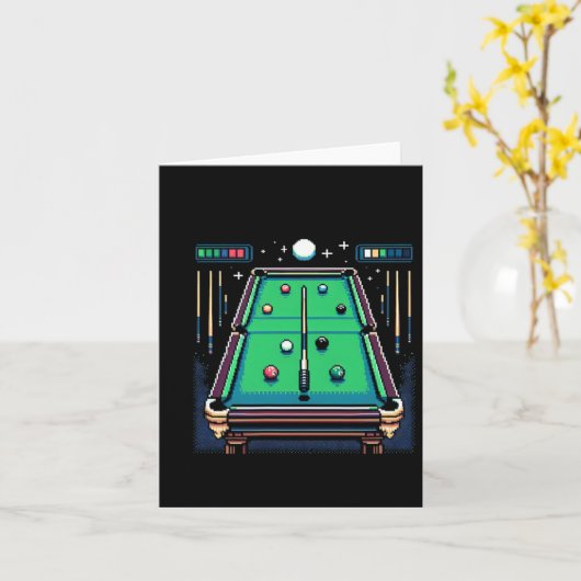 Pixelated Pot 8-Bit Billiards Karte (Gelbe Blume)