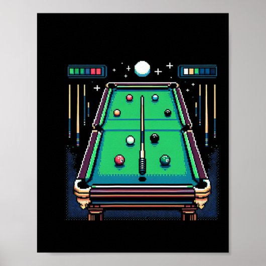 Pixelated Pot 8-Bit Billiards Poster (Vorne)