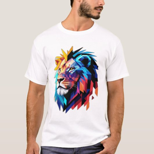 Pixelated Pride : Geometrischer Löwe  T-Shirt (Vorderseite)