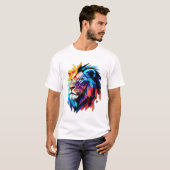 Pixelated Pride : Geometrischer Löwe  T-Shirt (Vorne ganz)