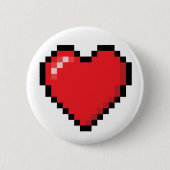 Pixelated rotes Videospielherz Button (Vorderseite)