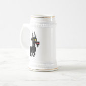 Pixelated schwarze Ziege Stein Bierglas (Vorderseite Links)