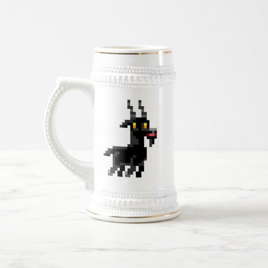 Pixelated schwarze Ziege Stein Bierglas (Links)