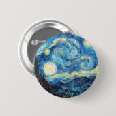 Pixelated Starry Night von Van Gogh Button (Vorne & Hinten)