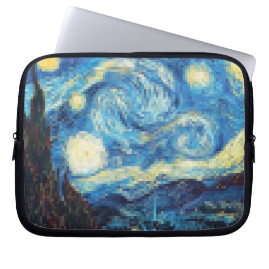 Pixelated Starry Night von Van Gogh Laptopschutzhülle (Vorderseite)