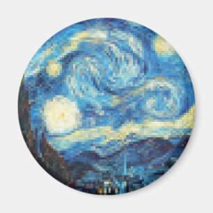 Pixelated Starry Night von Van Gogh Magnet
