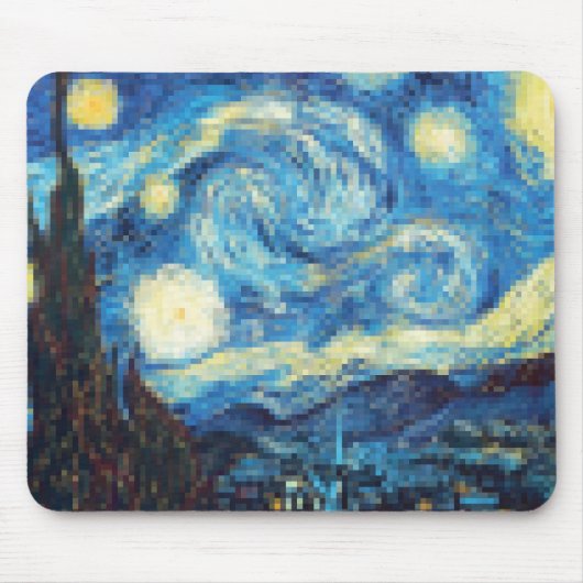 Pixelated Starry Night von Van Gogh Mousepad (Vorne)