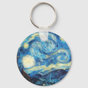 Pixelated Starry Night von Van Gogh Schlüsselanhänger