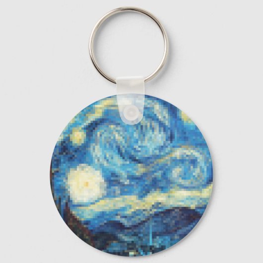Pixelated Starry Night von Van Gogh Schlüsselanhänger (Vorderseite)