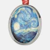 Pixelated Starry Night von Van Gogh Silbernes Ornament (Links)