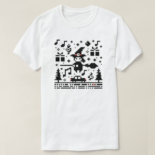 Pixelated Yuletide Magic Hexe Festive Game Night T-Shirt (Design vorne)