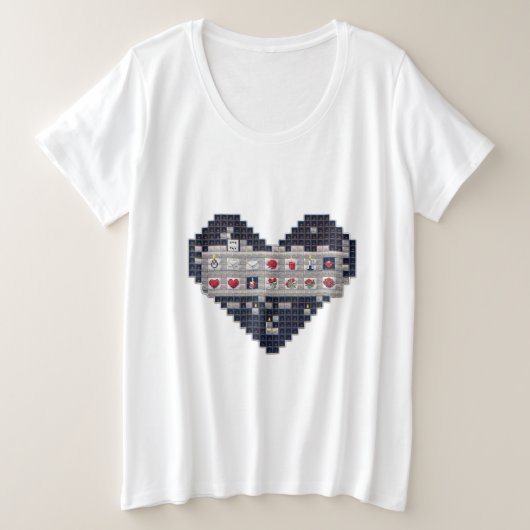 Pixelbasierte Liebe Große Größe T-Shirt (Design vorne)