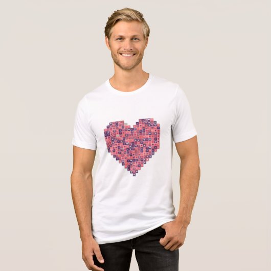 Pixelbasierte Liebe Tri-Blend Shirt (Vorderseite voll)