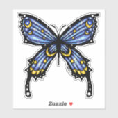 Pixelblauer Schmetterling Aufkleber (Blatt)