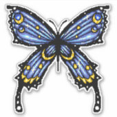 Pixelblauer Schmetterling Aufkleber (Vorderseite)