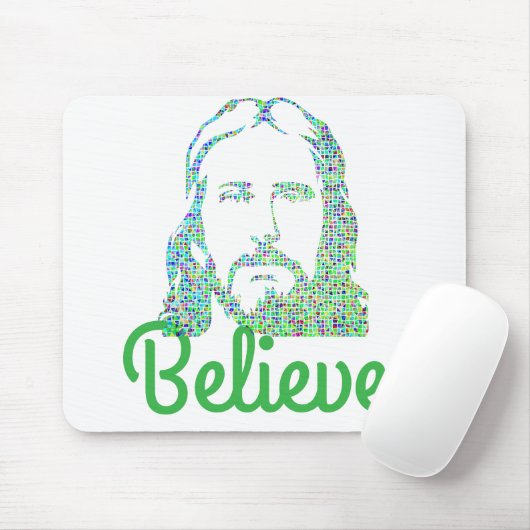 Pixeled Image of Jesus Desktop Computer Mousepad (Mit Mouse)