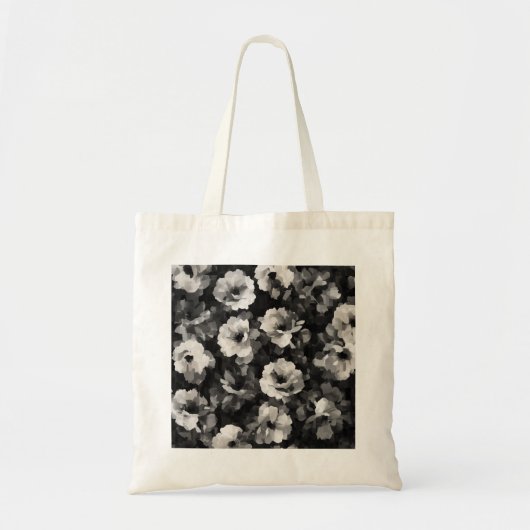 Pixelflorale Monochrome-Tasche Tragetasche (Vorne)