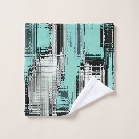 pixelförmige Linien, die abstrakte Quadrate bilden Badhandtuch Set (Waschlappen)