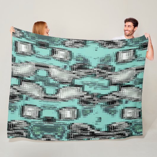 pixelförmige Linien, die abstrakte Quadrate bilden Fleecedecke (Beispiel)