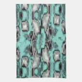 pixelförmige Linien, die abstrakte Quadrate bilden Geschirrtuch (Vertikal)