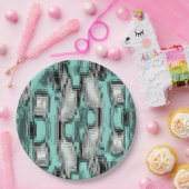 pixelförmige Linien, die abstrakte Quadrate bilden Pappteller (Party)