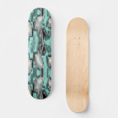 pixelförmige Linien, die abstrakte Quadrate bilden Skateboard (Vorderseite)