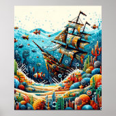 pixelförmige Seascape Poster (Vorne)