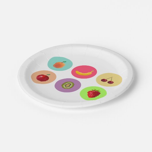 Pixelfrucht Pappteller (Schrägansicht)