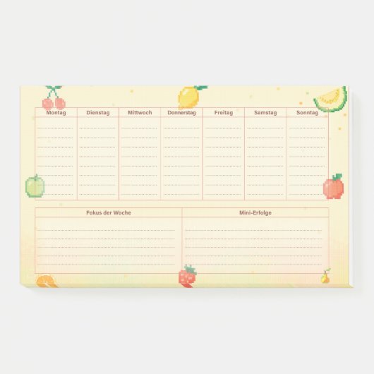 Pixelfrüchte Wochenplaner Post-it Klebezettel (Vorderseite)