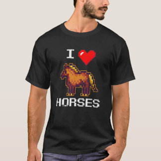 Pixelierter Pferde-Farm-Tier  Bauer Pferdebesitzer T-Shirt