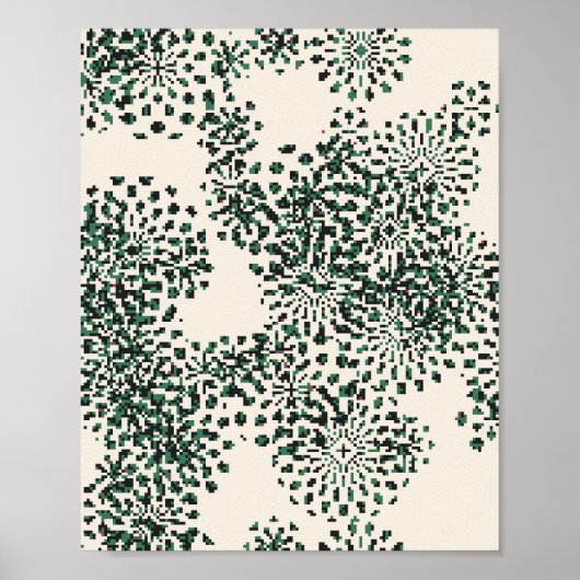 Pixeliertes Blumenmuster  Poster (Vorne)