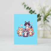 Pixelige bunte Kätzchen Grün Postkarte (Stehend Vorderseite)