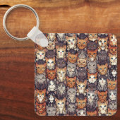 Pixelige digitale bunte Katzen Schlüsselanhänger (Vorderseite)